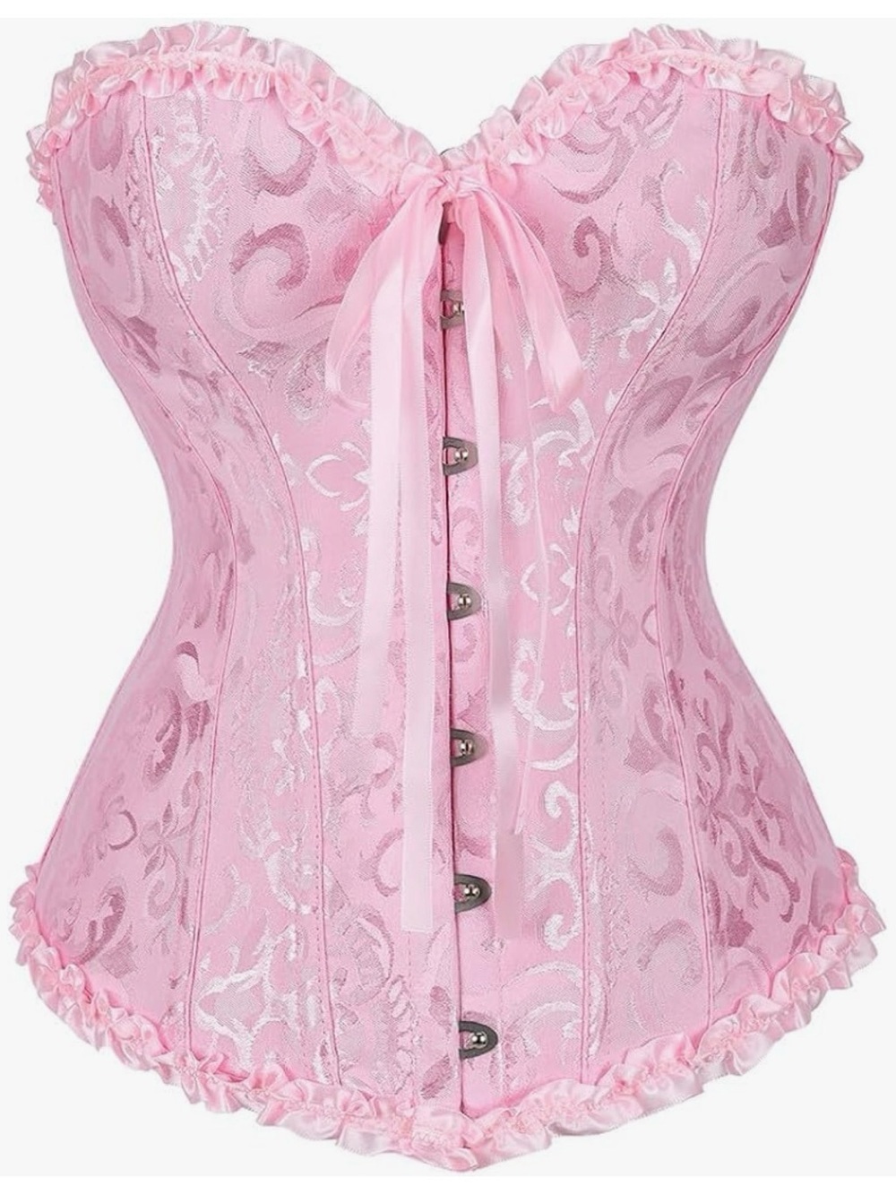 Pink Laced-Up Satin Corset Top - Women Intimates & Sleepwear